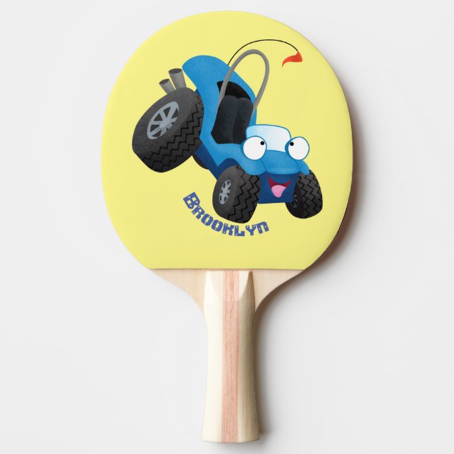 Cute dune buggy off road vehicle cartoon ping pong paddle (Front)
