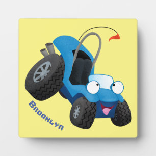 Cute dune buggy off road vehicle cartoon plaque