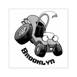 Cute dune buggy off road vehicle cartoon rubber stamp