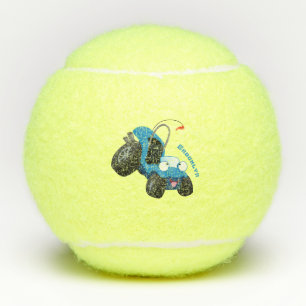 Cute dune buggy off road vehicle cartoon  tennis balls