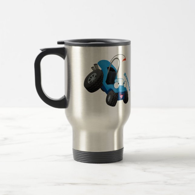 Cute dune buggy off road vehicle cartoon travel mug (Left)