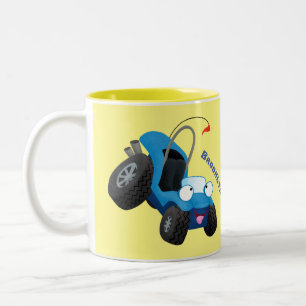 Cute dune buggy off road vehicle cartoon Two-Tone coffee mug