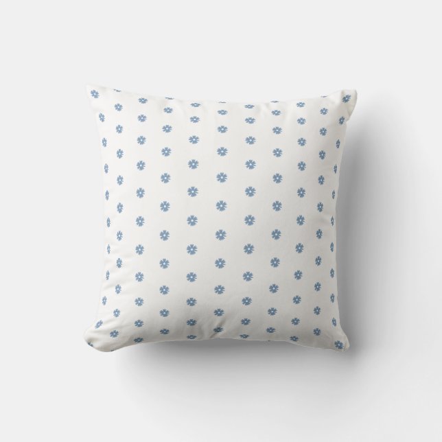 cute dusk blue tiny floral pattern cushion (Front)