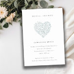 Cute Dusky Blue Floral Heart Bridal Shower Invite<br><div class="desc">For any further customisation or any other matching items,  please feel free to contact me at yellowfebstudio@gmail.com</div>