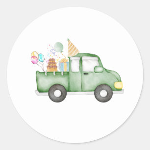 Cute Dusky Green Any Age Birthday Party Classic Round Sticker