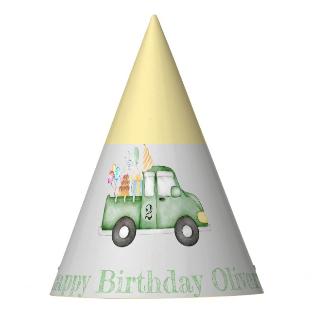 Cute Dusky Green Any Age Birthday Party Party Hat (Front)