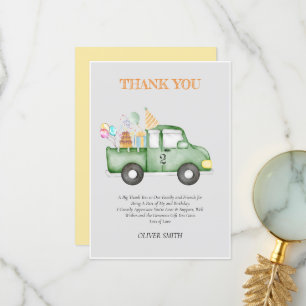 Cute Dusky Green Any Age Birthday Party Thank You Card