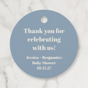 Cute Dusty Blue Baby Shower Custom Thank You Favour Tags