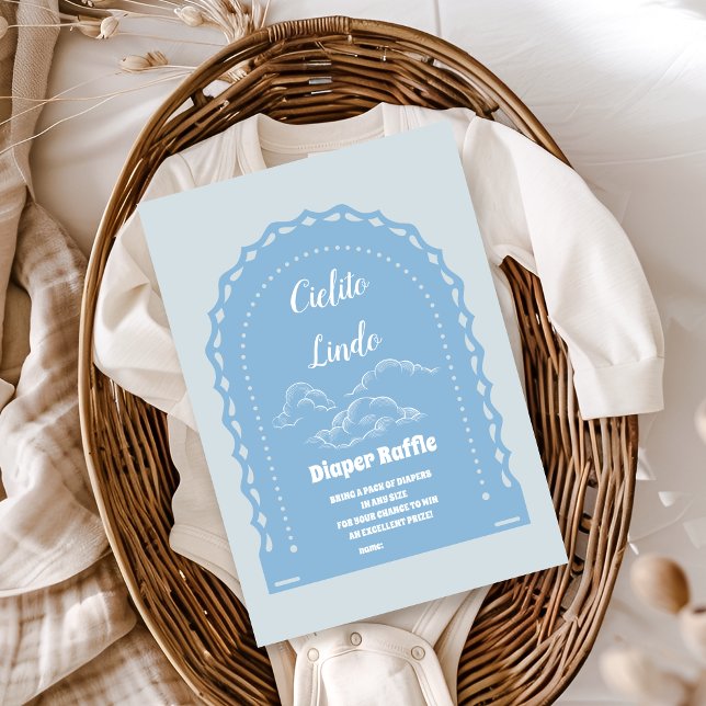 Cute Dusty Blue Cielito Lindo Diapper Raffle Enclosure Card (Creator Uploaded)