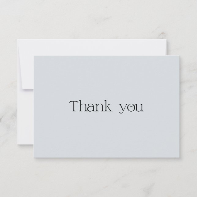 Cute Dusty Blue Typography Swash Thank You Card (Front)