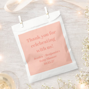 Cute Dusty Peach Baby Shower Custom Thank You Favour Bags
