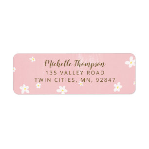 Cute Dusty Pink Sweet Daisies Girly Script