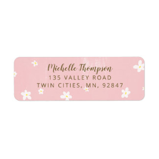 Cute Dusty Pink Sweet Daisies Girly Script