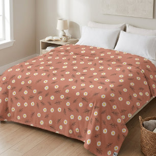 Cute Dusty Rose Daisy Floral Pattern Throw Blanket