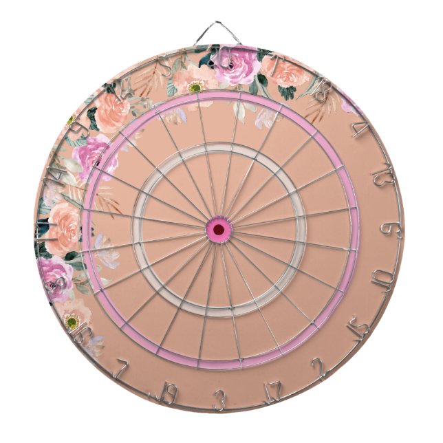 Cute Dusty Rose floral  Dartboard (Front)