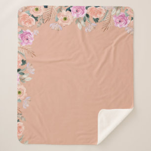Cute Dusty Rose floral Sherpa Blanket