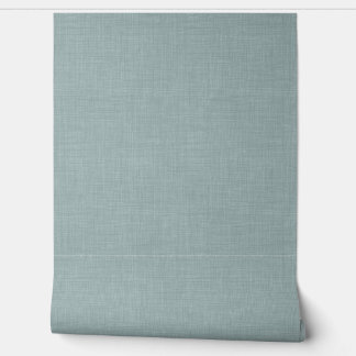 Cute Dusty Teal Blue Linen Look Texture Wallpaper