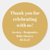 Cute Dusty Yellow Baby Shower Custom Thank You
