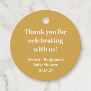Cute Dusty Yellow Baby Shower Custom Thank You Favour Tags