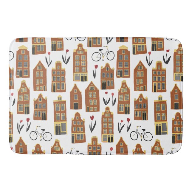 Cute Dutch Houses - Amsterdam canal house Bath Mat (Front)