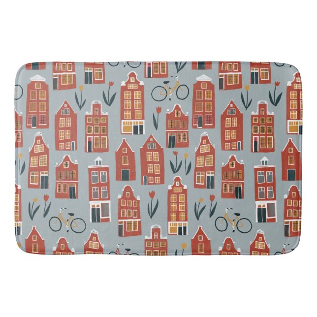 Cute Dutch Houses - Amsterdam canal house Bath Mat (Front)