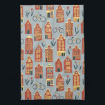 Cute Dutch Houses Amsterdam City Pattern Tea Towel<br><div class="desc">Decorate your kitchen with this cool towel. Makes a great housewarming or anniversary gift! 
You can customise it and add text too.
Check my shop for lots more colours and patterns plus matching kitchen stuff!</div>