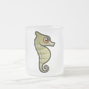 Cute Dwarf Seahorse Frosted Glass Coffee Mug