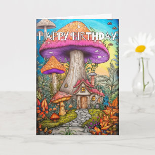 Cute Dwelling In A Mushroom Forest Card