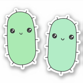 Cute E. coli bacteria - kawaii microbe cartoons