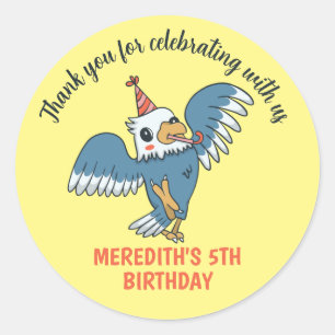 Cute Eagle Bird Party Animal Kids Birthday Party Classic Round Sticker