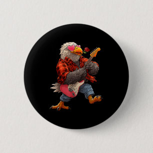 Cute Eagle Playing Guitar Guitarist Animal Valenti 6 Cm Round Badge