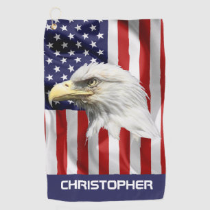 Cute Eagle, The American Flag, Patriotic Golf Towel