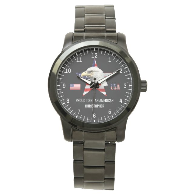 Cute Eagle, The American Flag, Patriotic Watch (Front)