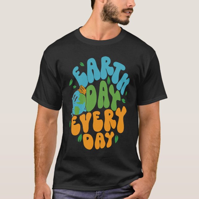Cute Earth Day Every Day Retro Groovy 53rd Anniver T-Shirt (Front)