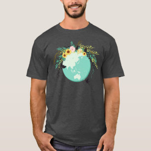 Cute Earth Day Floral Globe T-Shirt