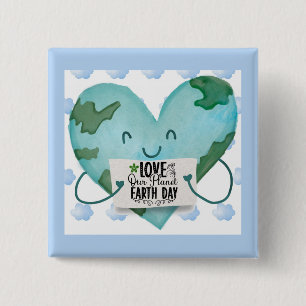 Cute Earth Day Love Our Planet Heart 15 Cm Square Badge