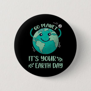 Cute Earth Day Shirt Happy Earth Day 2025 Go Plane 6 Cm Round Badge