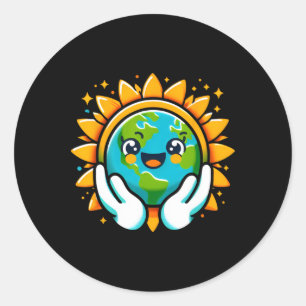 Cute Earth Day Toddler Boys Girls Kids Happy Earth Classic Round Sticker