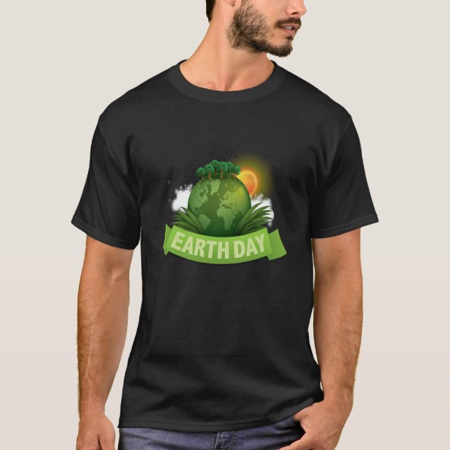 Cute Earth Day Tree Sky With Sun T-Shirt (Front)