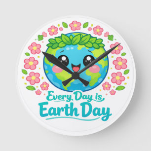 Cute Earth Day Wall Clock