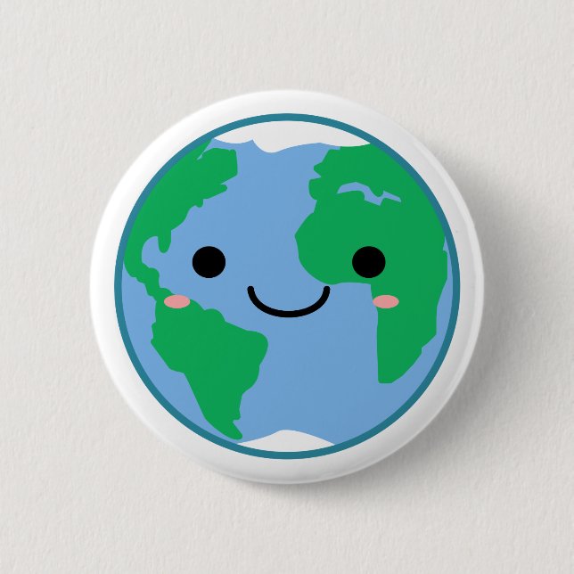 Cute Earth Environmental Awareness Climate Change 6 Cm Round Badge (Front)