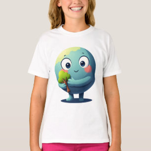 Cute Earth Hugging Tree Eco Love Cartoon Tshirt