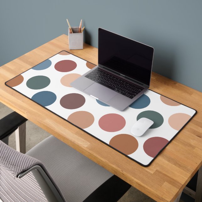 Cute Earth Tones Polka Dots Desk Mat (Office 2)