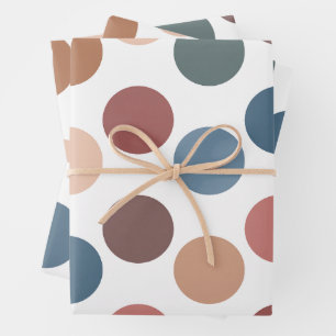 Cute Earth Tones Polka Dots Wrapping Paper Sheet