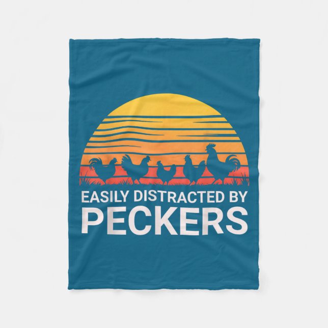 Cute Easily Distracted Peckers Farmer Lover Fleece Blanket (Front)