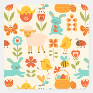 Cute Easter animals Square Sticker