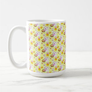 CUTE EASTER BASKET BUNNY RABBITS AND CHICKS COFFEE MUG