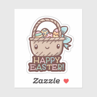 Cute Easter Basket Custom-Cut Vinyl Sticker