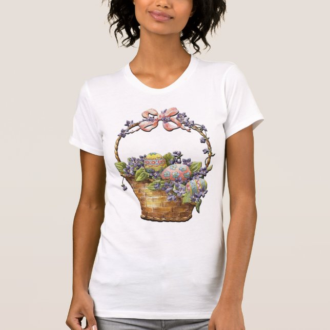 Cute Easter Basket on White T Shirt (Front)