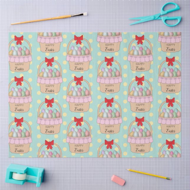 Cute Easter Basket & Pastel Easter Eggs Tissue Paper (Craft)